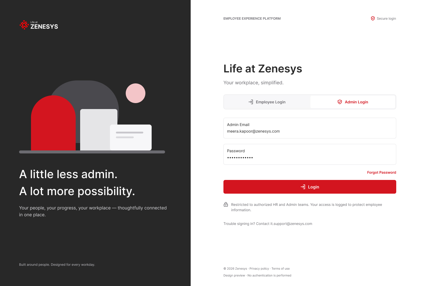 Admin login — Desktop